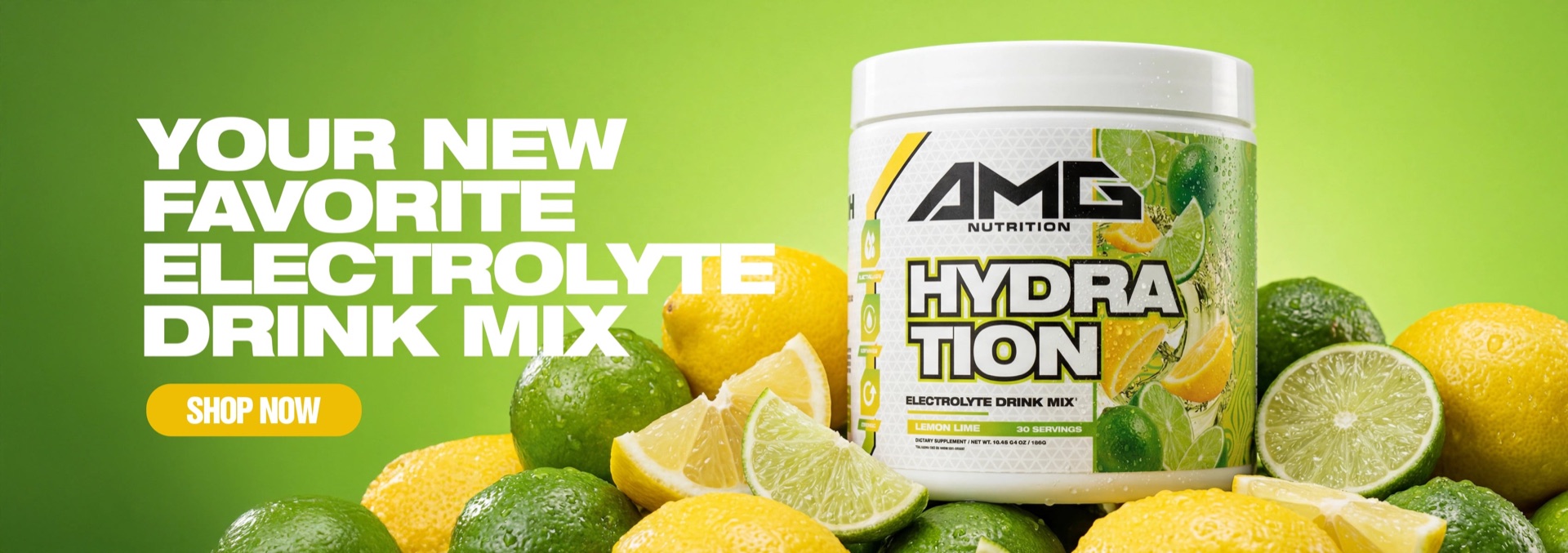 AMG Nutrition Hydration electrolyte drink mix — e-commerce banner design by Thiago Gomes