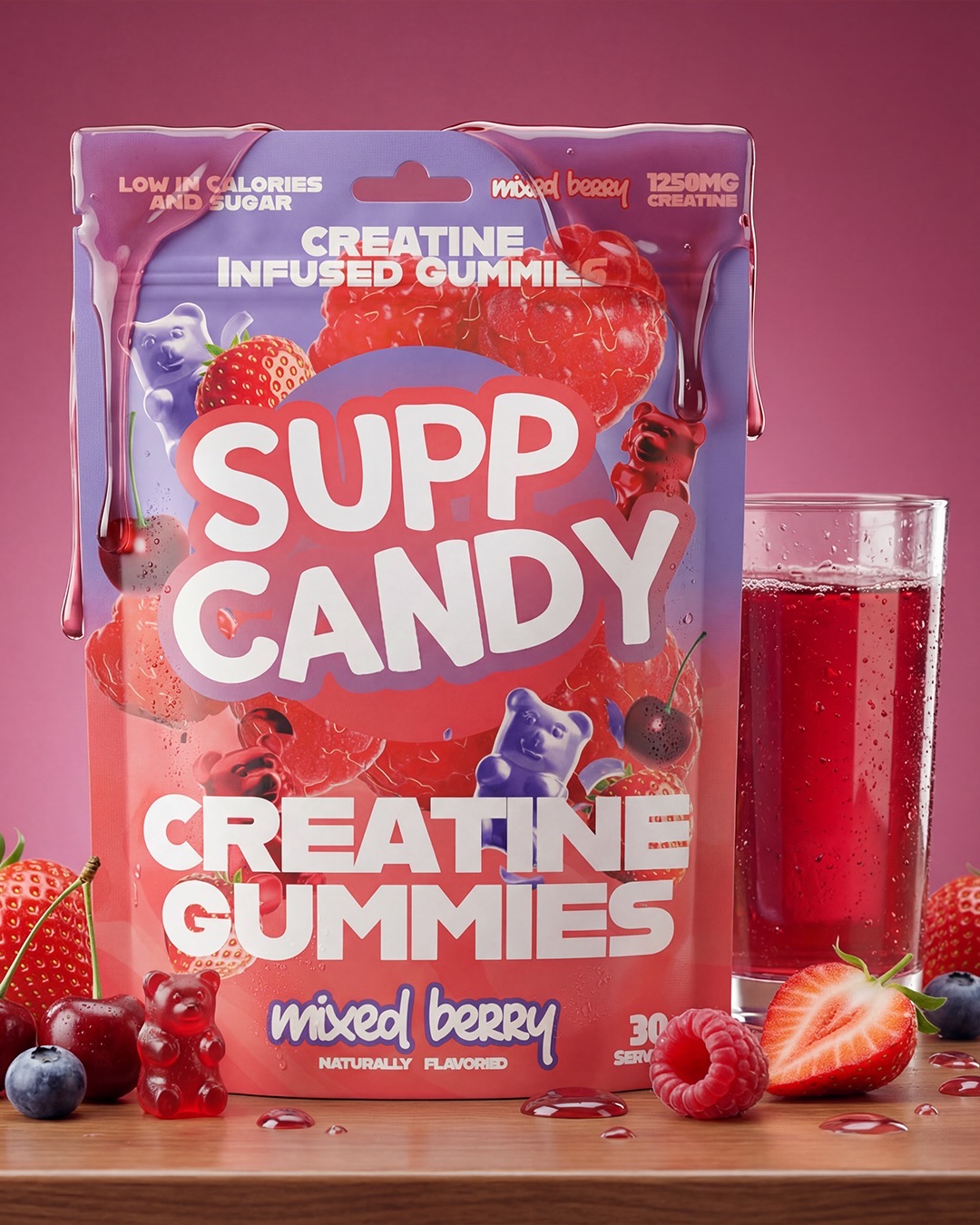 Supp Candy creatine gummies pouch — CPG packaging by Thiago Gomes